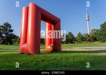 Westfalenpark, mit 70 Hektar einer der größten Stadtparks Europas, Kunstwerke Dortmund Nordrhein-Westfalen Stockfoto