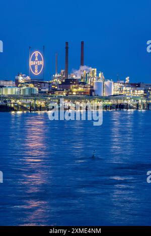 Hintergrund Chempark Leverkusen, Bayer Leverkusen, Chemiepark, Chemiewerk, Rhein, Leverkusen, Nordrhein-Westfalen, Deutschland Stockfoto