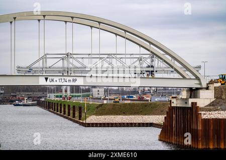 Das Duisburger Gateway Terminal, ein neues trimodales Umschlagzentrum für Container am Duisport, im Binnenhafen Duisburg-Ruhrort, befindet sich noch im Bau Stockfoto