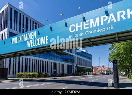 Hauptsitz der Covestro AG in Leverkusen, Chempark, Nordrhein-Westfalen Stockfoto
