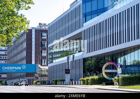 Hauptsitz der Covestro AG in Leverkusen, Chempark, Nordrhein-Westfalen Stockfoto