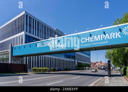 Hauptsitz der Covestro AG in Leverkusen, Chempark, Nordrhein-Westfalen Stockfoto