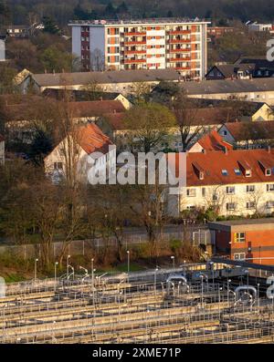 Kläranlage Duisburg-Huckingen, Wohngebäude im Landkreis Huckingen, Nordrhein-Westfalen Stockfoto