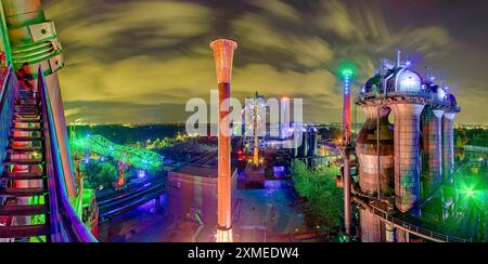 Der Landschaftspark beleuchtet Duisburg Deutschland Stockfoto