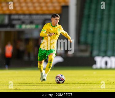 Norwich, Großbritannien, 26. Juli 2024. Borja Sainz von Norwich City, während der Vorsaison Norwich vs. FC Magdeburg Friendly, Carrow Road, Norwich, Großbritannien, 26.07.2024 Stockfoto