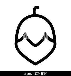 Haselnusssymbol in dünner Linienkontur und linearem Vektorzeichen Stock Vektor