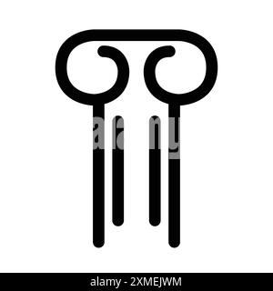 Symbol der Säulensäule in Form einer dünnen Linienkontur und eines linearen Vektorzeichens Stock Vektor