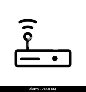 Router-Symbol in Form einer dünnen Linienkontur und eines linearen Vektorzeichens gesetzt Stock Vektor