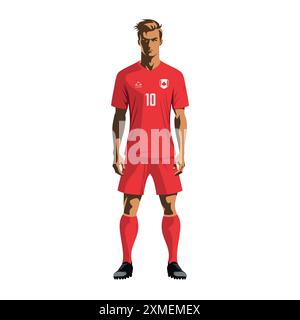 Fußballspieler in Kanada-Mannschaftsuniform. Vektorabbildung Stock Vektor