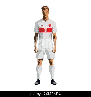 Fußballspieler in der türkischen Mannschaftsuniform. Vektorabbildung Stock Vektor