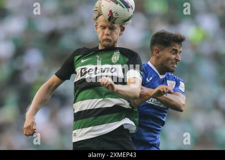 Lissabon, Portugal. Juli 2024. Lissabon, 07/27/2024 - Sporting Clube de Portugal veranstaltete heute Abend den Athletic Club de Bilbao im José Alvalade XXI Stadion in Lissabon, in dem Spiel, das den Mitgliedern der Saison 2024/25 und dem Streit um die fünf Trophäen 2024 als Präsentation des Teams dient. Morten Hjulmand (Gerardo Santos/Global Imagens) Credit: Atlantico Press/Alamy Live News Stockfoto