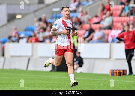 Eccles, Großbritannien. Juli 2024. Deon Cross der Salford Red Devils während des Spiels der Betfred Super League Runde 19 Salford Red Devils gegen Castleford Tigers im Salford Community Stadium, Eccles, Vereinigtes Königreich, 27. Juli 2024 (Foto: Cody Froggatt/News Images) in Eccles, Vereinigtes Königreich am 27. Juli 2024. (Foto: Cody Froggatt/News Images/SIPA USA) Credit: SIPA USA/Alamy Live News Stockfoto