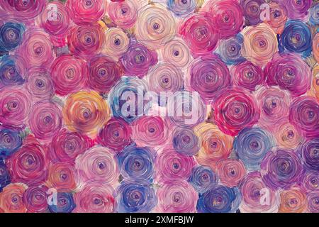 Digitales abstraktes Gemälde von bunten Rosenblüten für den Hintergrund Stockfoto