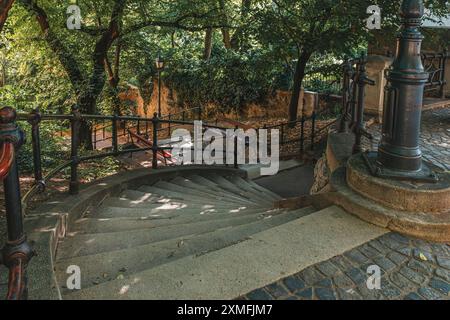 Stufen führen von Budapest Ungarn zur Fischerbastei Stockfoto