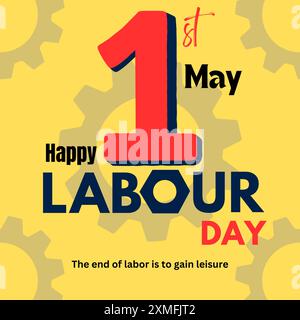 „Happy Labour Day“-Banner. Vorlage für kreatives Design. Vektorabbildung. 1. Mai - Happy Labour Day Banner. Das Typographiekonzept des Arbeitstages Stock Vektor