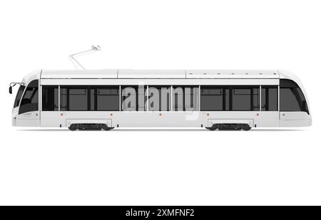 Moderne Straßenbahn isoliert Stockfoto