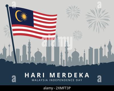 Hari Merdeka, Malaysia Unabhängigkeitstag Hintergrund Stock Vektor