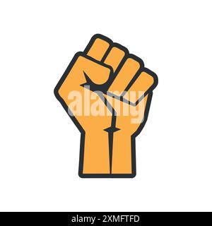 Revolution Hand mit geballter Faustvektor Illustration, Hand erhobene proletarische Revolution, Freiheitszeichen und Protestsymbol Stock Vektor