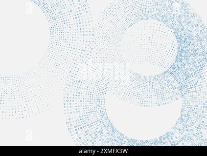 Minimaler Tech-blauer Halbton, gestrichelte Kreise, abstrakter Hintergrund. Geometrische Vektorkonstruktion Stock Vektor