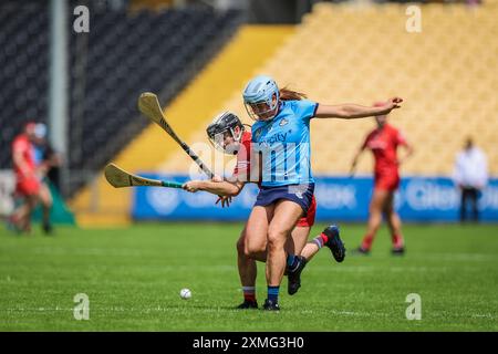 27. Juli 2024, Action aus dem All Ireland Camogie Halbfinale: Cork 4-18 - Dublin 0:09, gespielt im UMPC Nowlan Park, Kilkenny, Irland Stockfoto