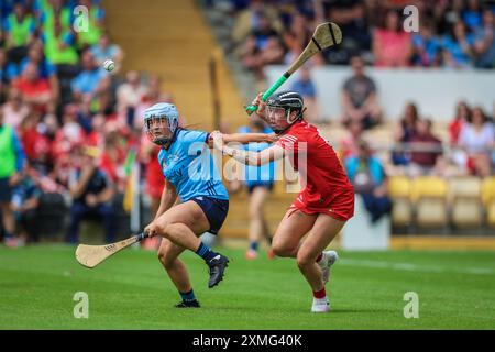 27. Juli 2024, Action aus dem All Ireland Camogie Halbfinale: Cork 4-18 - Dublin 0:09, gespielt im UMPC Nowlan Park, Kilkenny, Irland Stockfoto