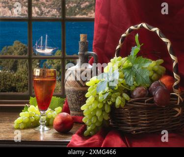 Stillleben mit Früchten im Inneren Stockfoto