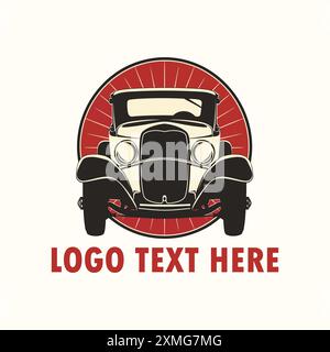 Oldtimer-Logo, Oldtimer-Logo, Retro-Auto-Logo, Antikauto-Logo, altmodisches Auto-Logo, Vintage-Automobil-Logo, Vintage-Automobil-Logo, Vintage Stock Vektor