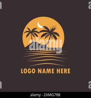 Sun-Logo, Beach-Logo, Tropical Sun-Logo, Sunset-Logo, Sunrise-Logo, Sonnensymbol, Sonnensymbol, Sunburst-Logo, abstraktes Sonnenlogo, Sun Rays-Logo, sonniges Logo Stock Vektor