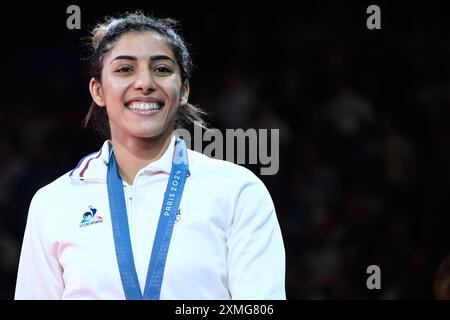 Paris, Frankreich. Juli 2024. Shirine Boukli ( Frankreich ) Bronze, Judo, Frauen -48 kg während der Olympischen Spiele Paris 2024 am 27. Juli 2024 in der Arena Champ de Mars in Paris, Frankreich Stockfoto