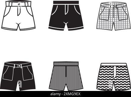 Shorts mit Icon und Illustrationselementen Stock Vektor