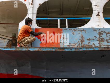 Malerschiff in der Werft, Dhaka Division, Keraniganj, Bangladesch Stockfoto