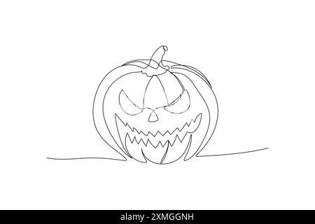Illustration eine Zeile, Umriss für Halloween. Kürbis, Jack-Laterne. Einfache Vektor-Illustration. Stock Vektor