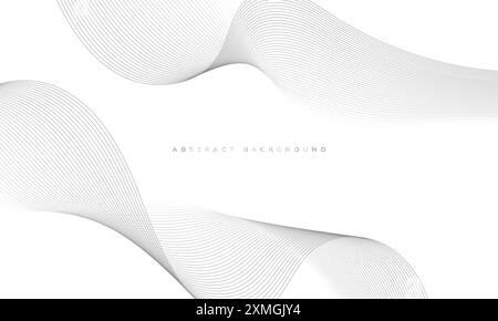 Abstrakter weißer Hintergrund mit grauen Wellenlinien. Vektorillustration mit Wellenstreifen Stock Vektor