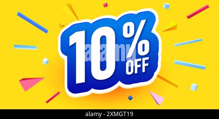 Fettschrift Mit Text 10 % Rabatt. Mega Sale. Vektorabbildung. Stock Vektor
