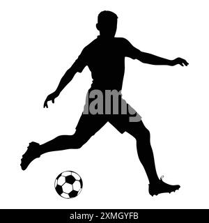 Silhouetten von Fußballspielern mit dem Ball Vector Illustration Stock Vektor