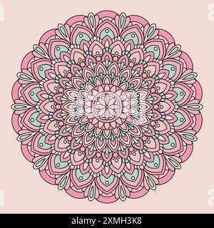 Dekoratives, Farbenfrohes Mandala-Design. Ornament Vektor Illustration mit Hintergrund. Stock Vektor