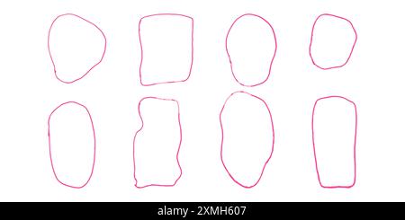 Textrahmen handgezeichnet Doodle dekorativ. Für Etiketten und Etiketten auf Behältern. Vektorillustrationssatz. Stock Vektor