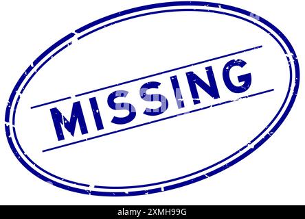 Grunge blau fehlendes Wort ovaler Gummisiegelstempel auf weißem Hintergrund Stock Vektor