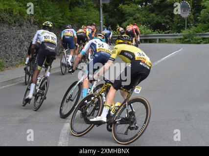 Sternberk, Tschechische Republik. Juli 2024. Ende der 4. Etappe des Czech Tour Radrennens von Sumperk nach Sternberk am 28. Juli 2024 in Sternberk, Tschechien. Quelle: Ludek Perina/CTK Photo/Alamy Live News Stockfoto