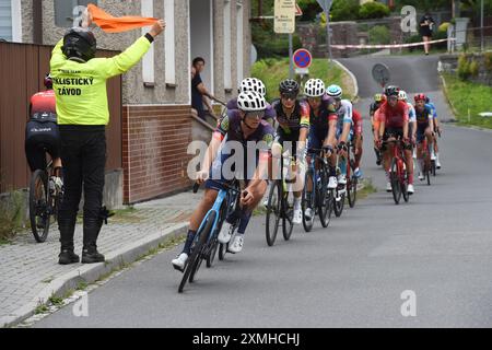 Sternberk, Tschechische Republik. Juli 2024. Ende der 4. Etappe des Czech Tour Radrennens von Sumperk nach Sternberk am 28. Juli 2024 in Sternberk, Tschechien. Quelle: Ludek Perina/CTK Photo/Alamy Live News Stockfoto