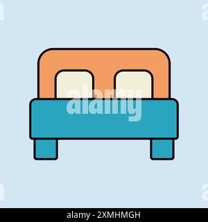 Symbol für flaches Doppelbett mit Vektor-Isolierung. Graph-Symbol für Reise- und Tourismus-Website und Apps Design, Logo, App, UI Stock Vektor