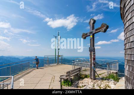 gipfelkreuzberg Wendelstein Mangfallgebirge Oberbayern, Tegernsee Schliersee Bayern, Bayern Deutschland Stockfoto