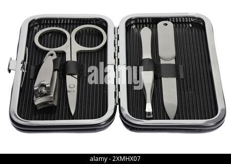 Maniküre Set isoliert auf weißem Hintergrund Stockfoto