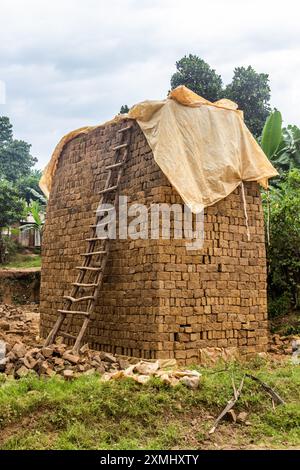 lehmziegelsteine im Dorf Budadiri, Uganda Stockfoto