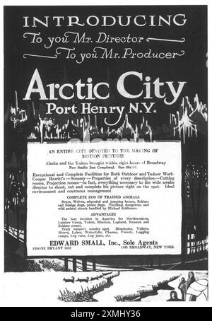 1919 Arctic City Port Henry N.Y. Einrichtungen - 'ganze Stadt gewidmet der Herstellung von Filmen' - Edward Small Agents Stockfoto