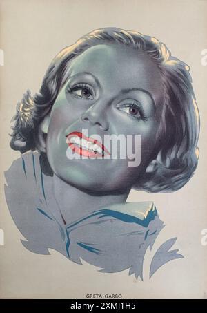 GRETA GARBO Kunstporträt in der Lobby von ca. 1934 Werbung für Metro Goldwyn Mayer Stockfoto