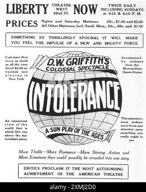 1916 D. W. Griffith’ Intoleranzfilm Original-Theaterpromo – Liberty Theatre 42nd Street NYC Stockfoto