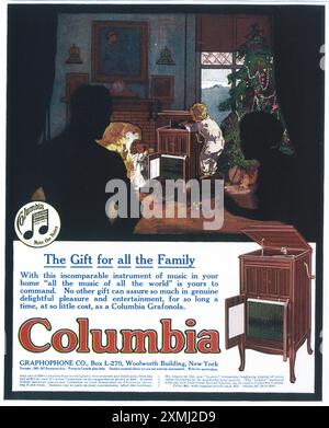 1914 Columbia Grafonola Phonograph Werbespot Stockfoto