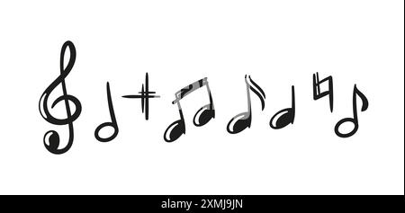 Musiknotiz. Musikalischer Klang, musikalische Symbole, Melodiekonzept. Stock Vektor