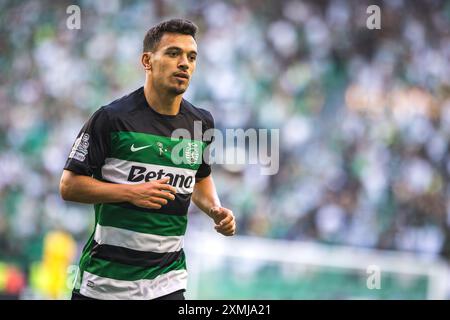 Lissabon, Portugal. Juli 2024. Pedro Goncalves von Sporting CP wurde während des Freundschaftsspiels zwischen Sporting CP und Athletic Club im Estadio Jose Alvalade gesehen. Endstand; Sporting CP 3:0 Athletic Club. (Foto: Henrique Casinhas/SOPA Images/SIPA USA) Credit: SIPA USA/Alamy Live News Stockfoto
